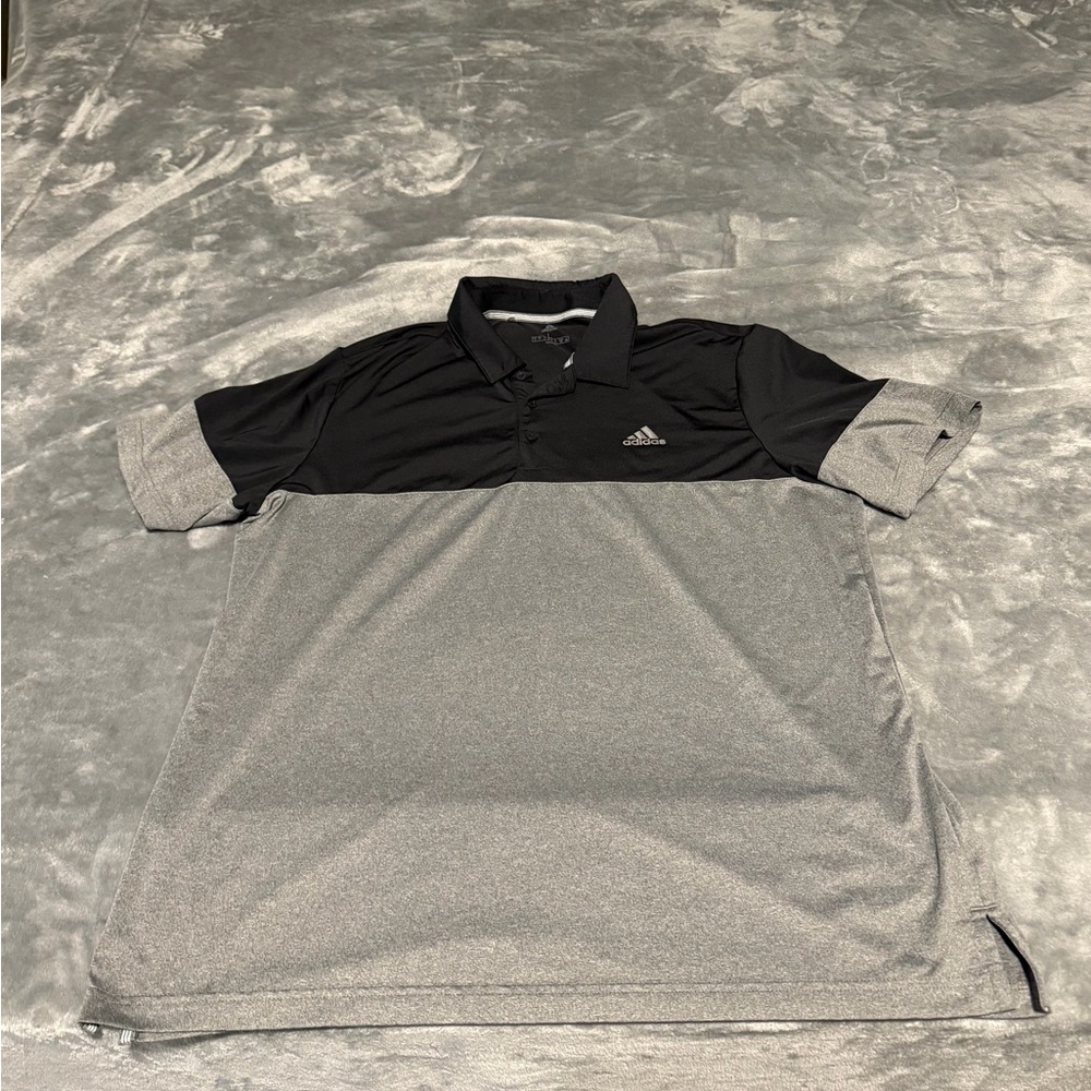 Adidas Men's Two-Tone Polo - Black/Grey - L